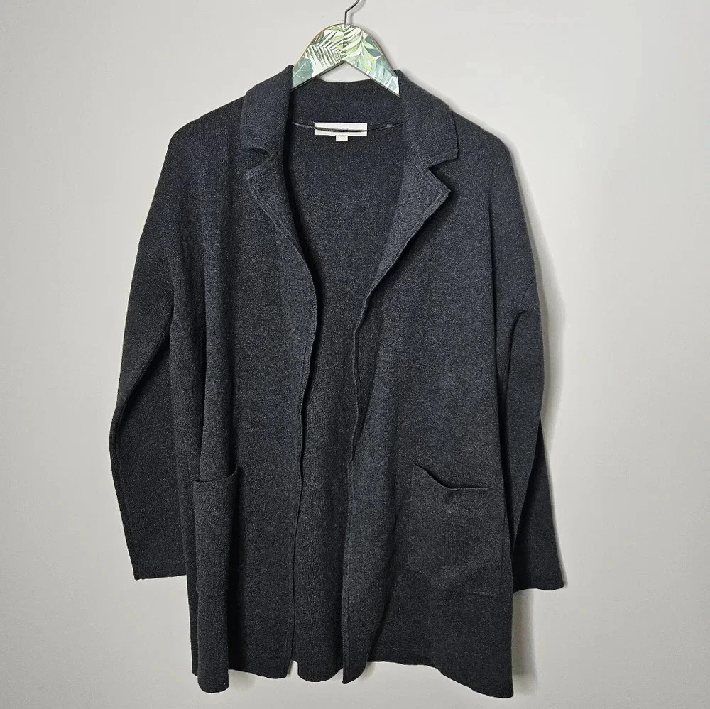New Ann Taylor Loft Gray Relaxed Pocket Sweater Cardigan Blazer